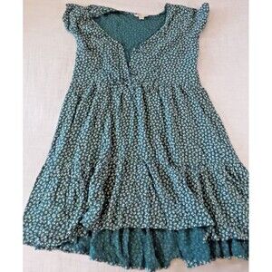AMERICAN EAGLE Women's V-Neck Green Floral Mini Dress Size S